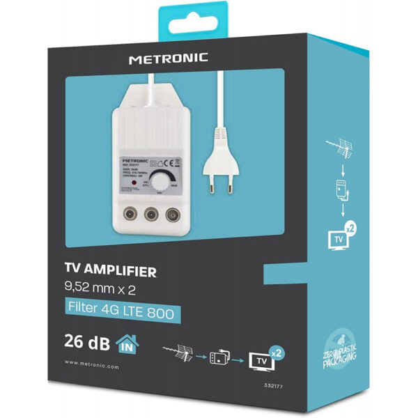 Amplificador interior UHF ajustable de ganancia Metronic 332177 blanco - Imagen 3