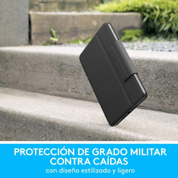 Funda con Teclado Logitech Rugged Folio Bluetooth Gris para iPad 7/8/9 Gen Usada - Imagen 3
