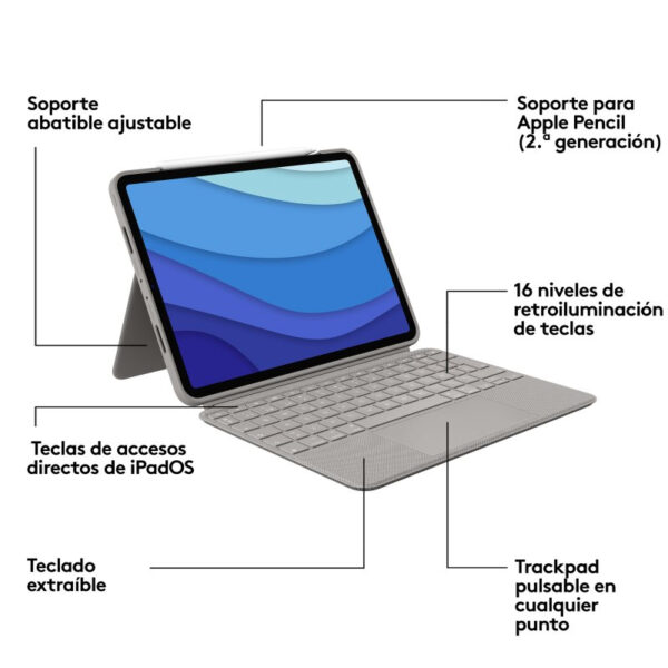 Funda Logitech Combo Touch con Teclado Arena para iPad Pro 11'' (1º/2º/3º4º Gen) - Imagen 6