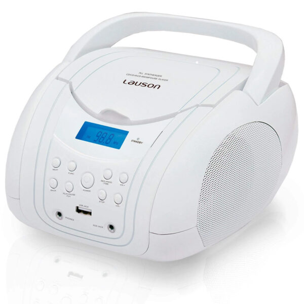 Reproductor CD Lauson CP756 - Boombox Blanco Usado **Sin embalaje original**
