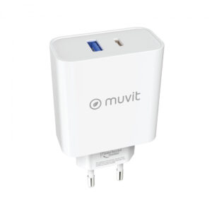 Cargador de Pared Muvit for Change 1 USB QC 3.0 18W+1 Tipo C PD 65W (NUEVO)