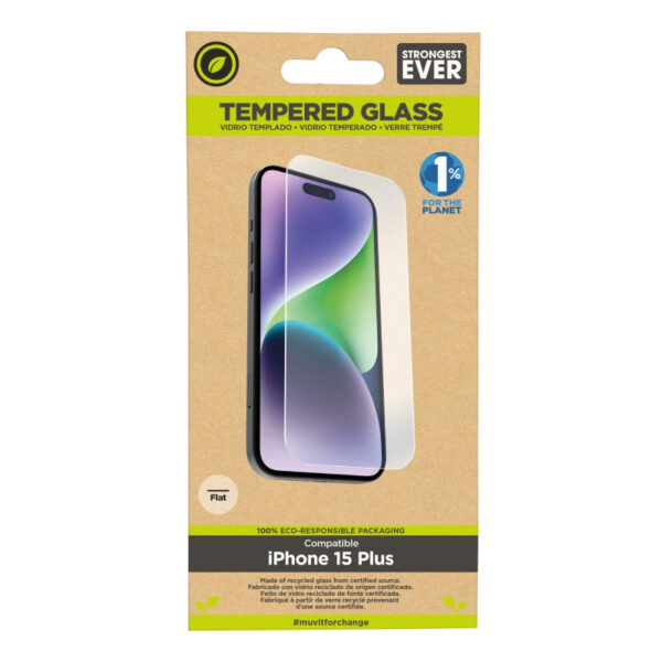 Protector de pantalla Muvit for change Apple iPhone 15+ vidrio templado plano - Imagen 3