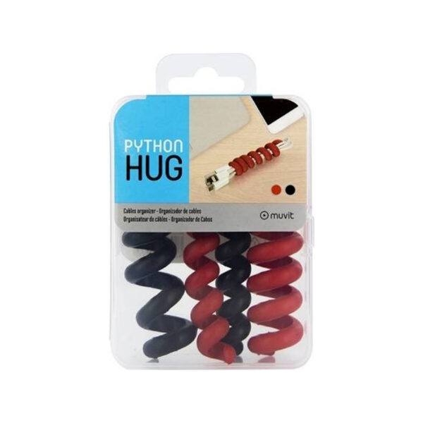Muvit Organizador antienredos en espiral para Auriculares 4 Unidades Rojo/Negro