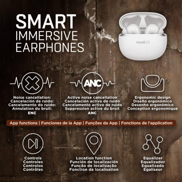 Auriculares Muvit iO Smart True Wireless ENC/ANC blanco (NUEVO) - Imagen 5