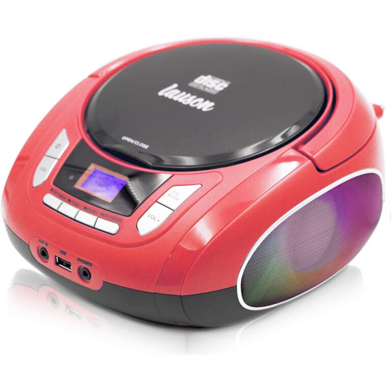 Reproductor CD Lauson NXT962 Luces LED Multicolor y Radio FM Rojo