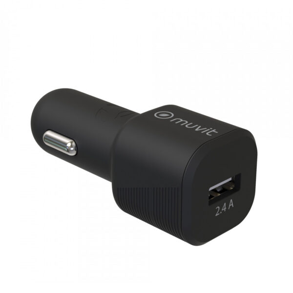 Cargador coche Muvit for Change USB 2,4A 12W negro