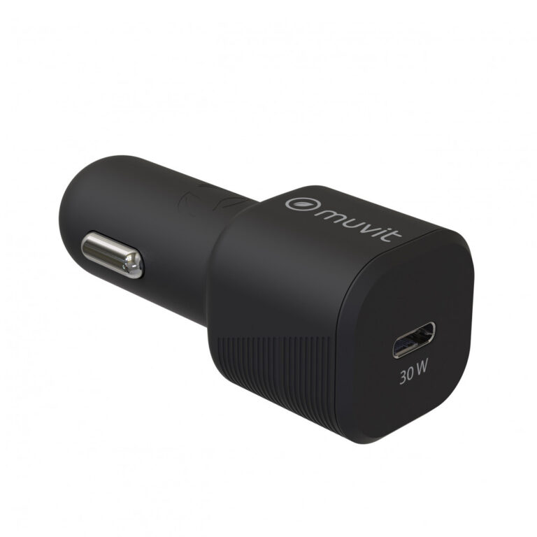 Cargador coche Muvit for Change Tipo C PD 30W negro