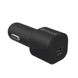 Cargador coche Muvit for Change Tipo C PD 20W negro