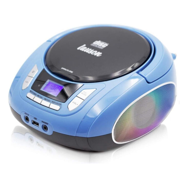 Reproductor CD Lauson NXT963 Portátil Luces LED Multicolor Radio FM Azul Usado