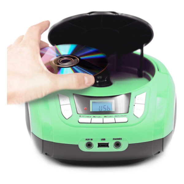 Reproductor CD Lauson NXT964 Portátil Luces LED Multicolor y Radio FM Verde - Imagen 4