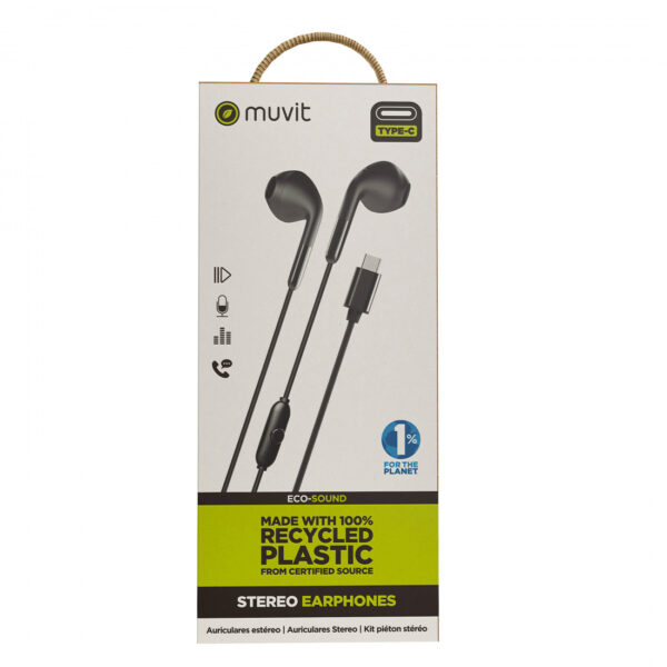 Auriculares estéreo Muvit for change E58 Tipo C negros - Imagen 6