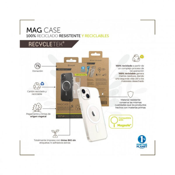 Funda Muvit for Change recycletek Magsafe transparente Apple iPhone 14 - Imagen 4