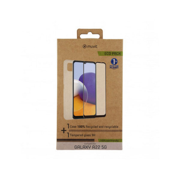 Pack Muvit for Change para Samsung Galaxy A22 5G funda Cristal Soft + protector - Imagen 2
