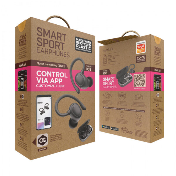Auriculares muvit iO Smart True Wireless Sport ENC negro - Imagen 7