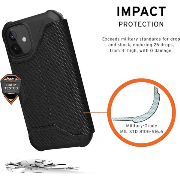 Funda Urban Armor Gear Metropolis-Folio Armotex para Apple iPhone 12 Mini negro - Imagen 4