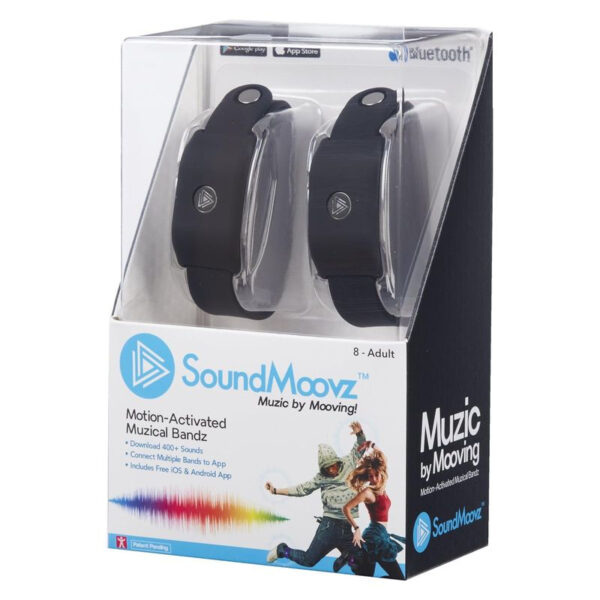 SoundMoovz Muzic by dancing! Set 2 Pulseras musicales interactivas negras(NUEVA) - Imagen 3