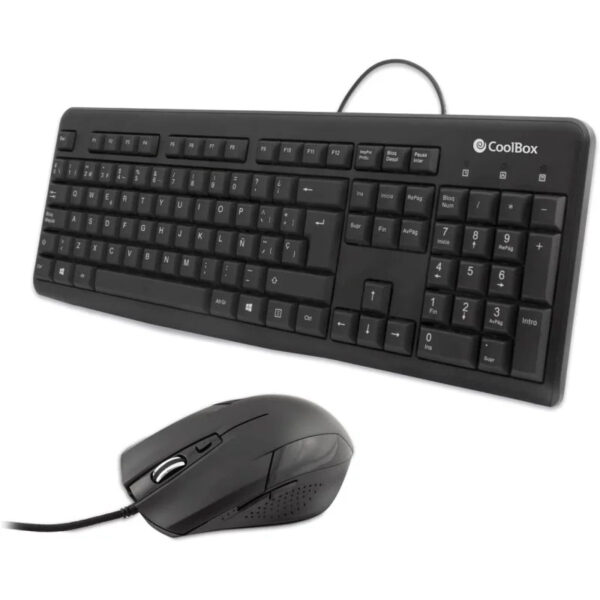 Combo Coolbox Teclado + Ratón USB 1600DPI Negro en español (ñ)