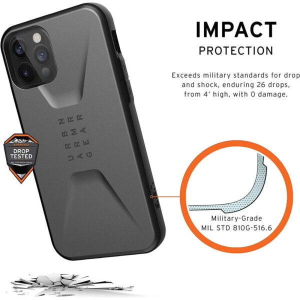 Funda Urban Armor Gear Civilian para Apple Iphone 12 / 12 Pro Plata - Imagen 6