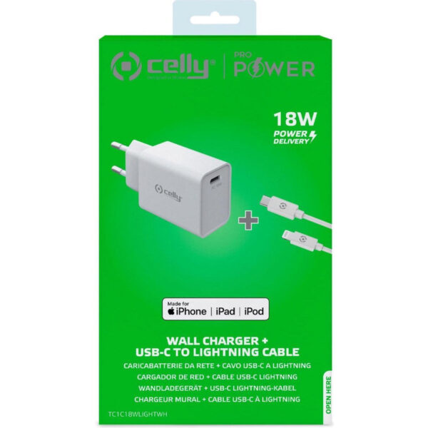 Cargador de pared Celly con USB-C 18W + Cable USB-C a Apple PRO POWER - Imagen 3