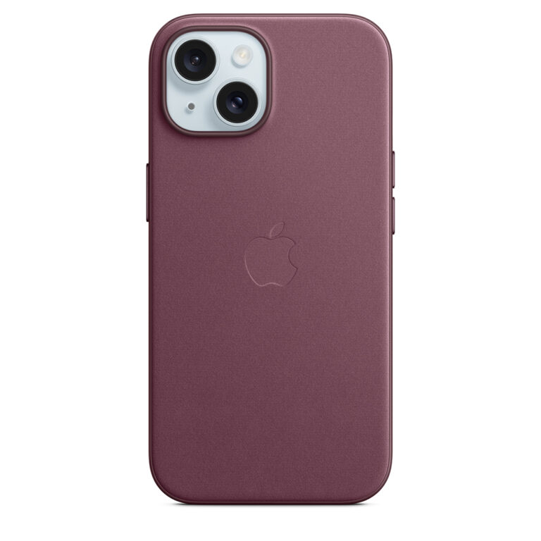 Funda original Apple de trenzado fino con MagSafe para Apple iPhone 15 rojo-mora