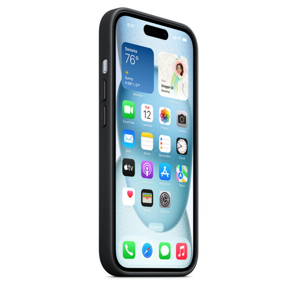 Funda original Apple de trenzado fino con MagSafe para Apple iPhone 15 negro - Imagen 2
