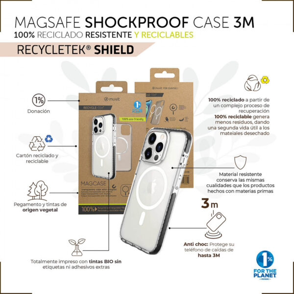 Funda Muvit for Change recycletek Magsafe transp./negro Apple iPhone 14 Pro Max - Imagen 2