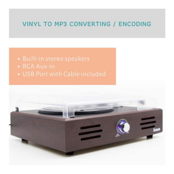 Tocadiscos de Vinilo Vintage Lauson JTF036 con Altavoces color madera Wengue - Imagen 3