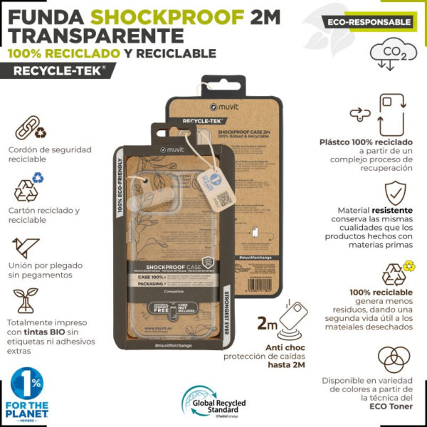 Funda Muvit for Change Shockproof 2m Transparente para Apple iPhone 15 - Imagen 4