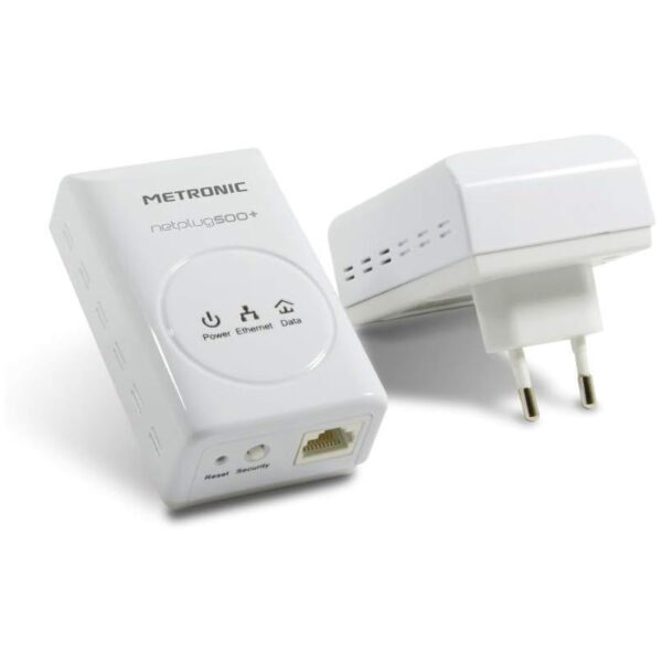 2 Adaptadores de comunicación por red eléctrica Metronic 495415 PLC 500Mbps