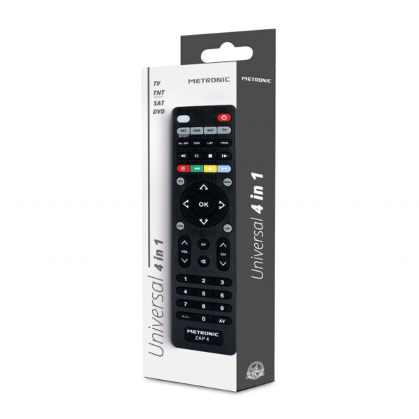 Mando a distancia universal Metronic ZAP 4 EVO 5 para TV+TDT+SAT+DVD negro - Imagen 2