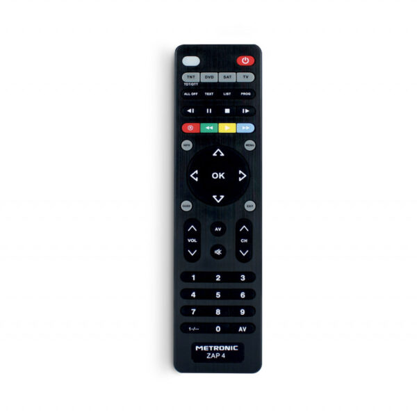 Mando a distancia universal Metronic ZAP 4 EVO 5 para TV+TDT+SAT+DVD negro