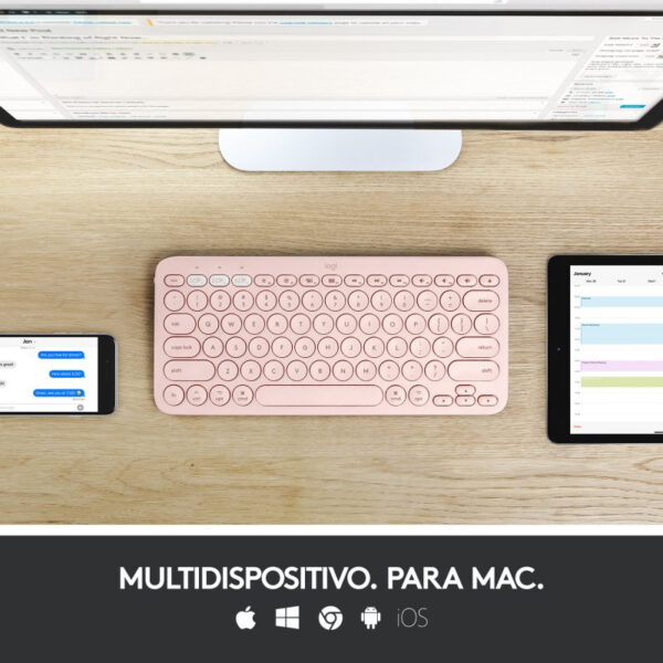 Teclado Bluetooth Logitech K380 para Mac Rosa en español (ñ) - Imagen 5