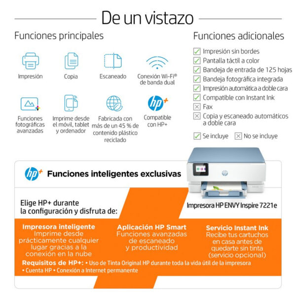 Impresora Multifunción HP ENVY Inspire 7221e Color Wifi Dúplex Usada * - Imagen 9