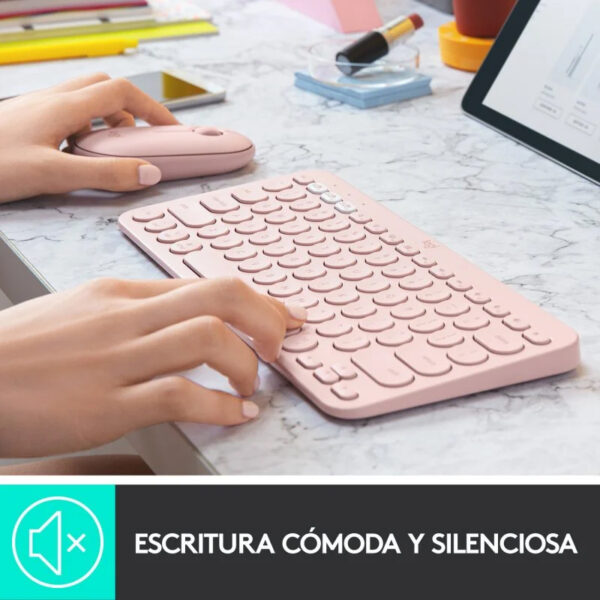 Teclado Bluetooth Logitech K380 para Mac Rosa en español (ñ) - Imagen 4