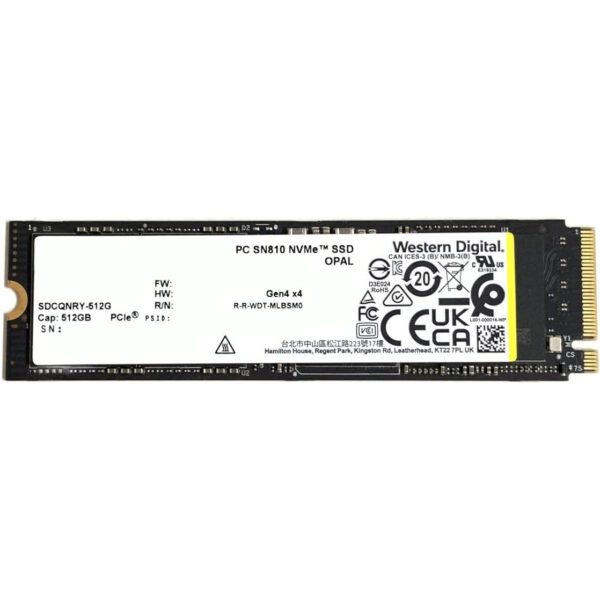 Unidad de estado sólido SSD Western Digital SN810 SSS1D33695 512GB PCIe 4.0 NVMe