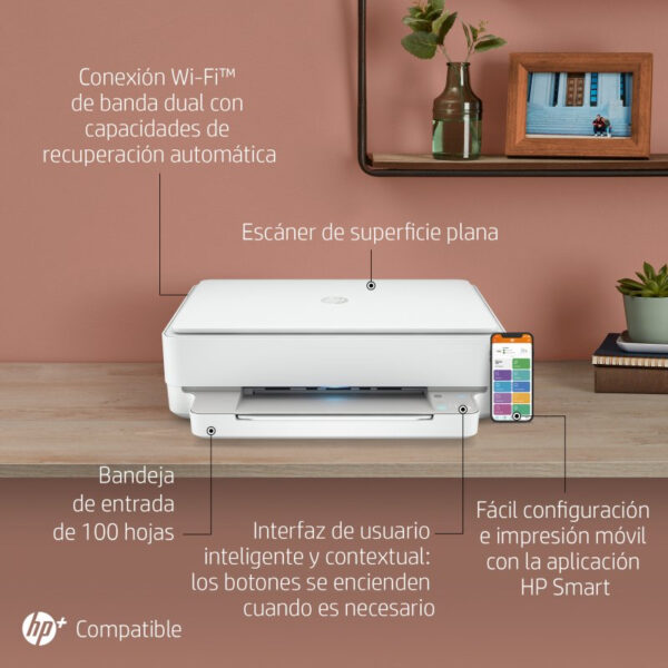 Impresora multifunción HP Envy 6022e Multifunción Color WiFi Dúplex Fax Usada * - Imagen 6