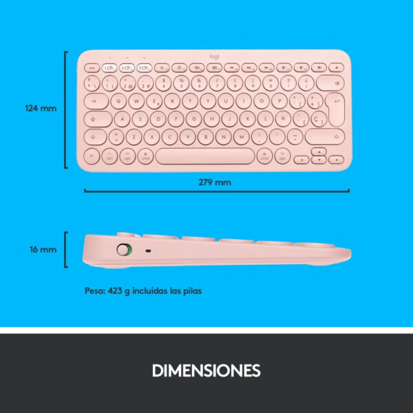 Teclado Bluetooth Logitech K380 para Mac Rosa en español (ñ) - Imagen 9