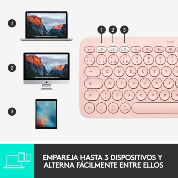 Teclado Bluetooth Logitech K380 para Mac Rosa en español (ñ) - Imagen 8