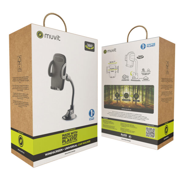 Soporte de Coche Muvit for Change universal ventosa hasta 7"negro - Imagen 5