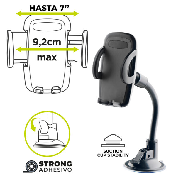 Soporte de Coche Muvit for Change universal ventosa hasta 7"negro - Imagen 3