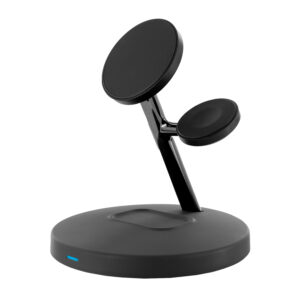Cargador Muvit for change 3 en 1 soporte magsafe+soporte iWatch+Airpod negro