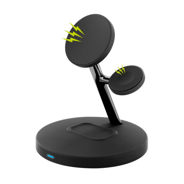 Cargador Muvit for change 3 en 1 soporte magsafe+soporte iWatch+Airpod negro - Imagen 3