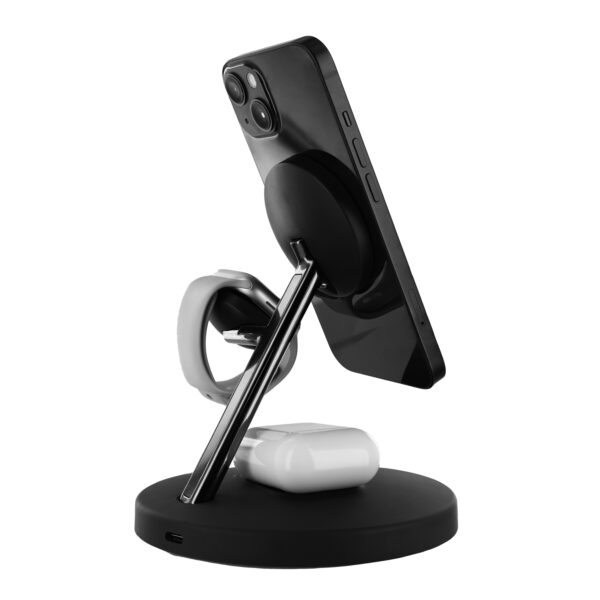 Cargador Muvit for change 3 en 1 soporte magsafe+soporte iWatch+Airpod negro - Imagen 4