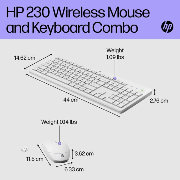 Combo HP 230 Teclado+Ratón inalámbricos Blanco 3L1F0AA (NUEVO) - Imagen 3