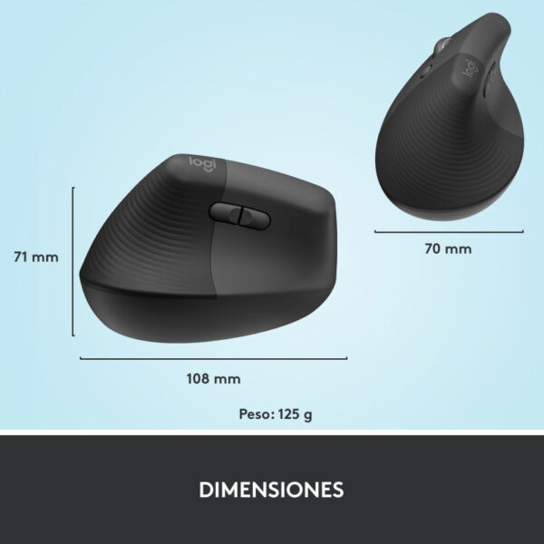 Logitech Lift Ratón Inalámbrico Vertical para Zurdos 4000 DPI Gris-Negro Usado * - Imagen 7