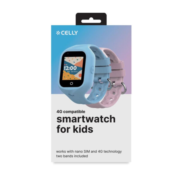 Reloj Smartwatch para Niños Celly Kidswatch 4G con 2 Correas Rosa y Azul - Imagen 4