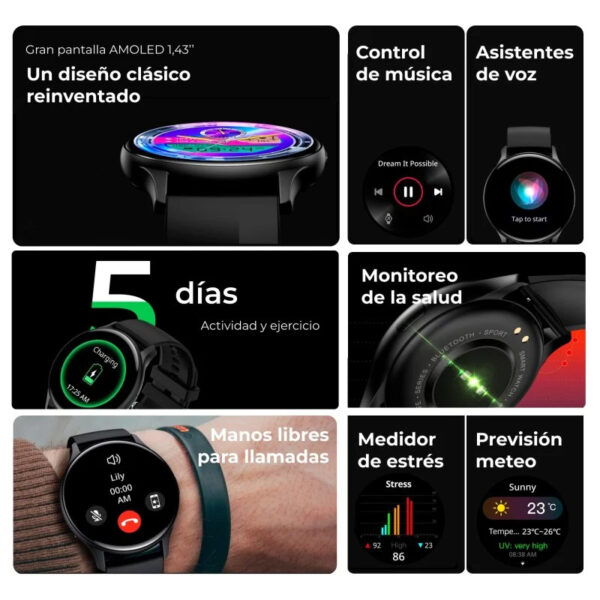 Reloj Smartwatch Ksix Core Pantalla Amoled 1.43" Sumergible Rosa - Imagen 2