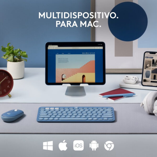 Teclado Bluetooth Logitech K380 para Mac Azul Blueberry en español (ñ) - Imagen 4