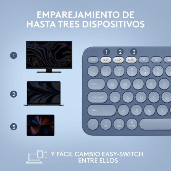 Teclado Bluetooth Logitech K380 para Mac Azul Blueberry en español (ñ) - Imagen 7