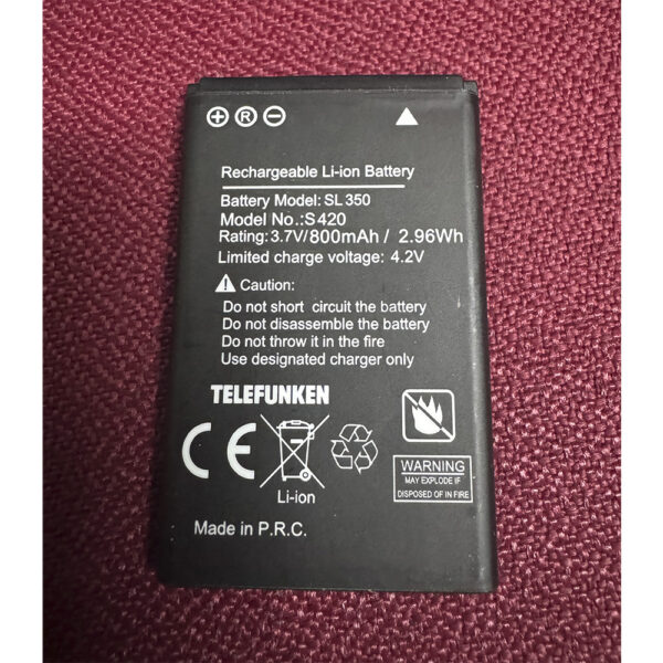 Batería Litio original para Telefunken S420 3.7V 800mAh 2.96Wh